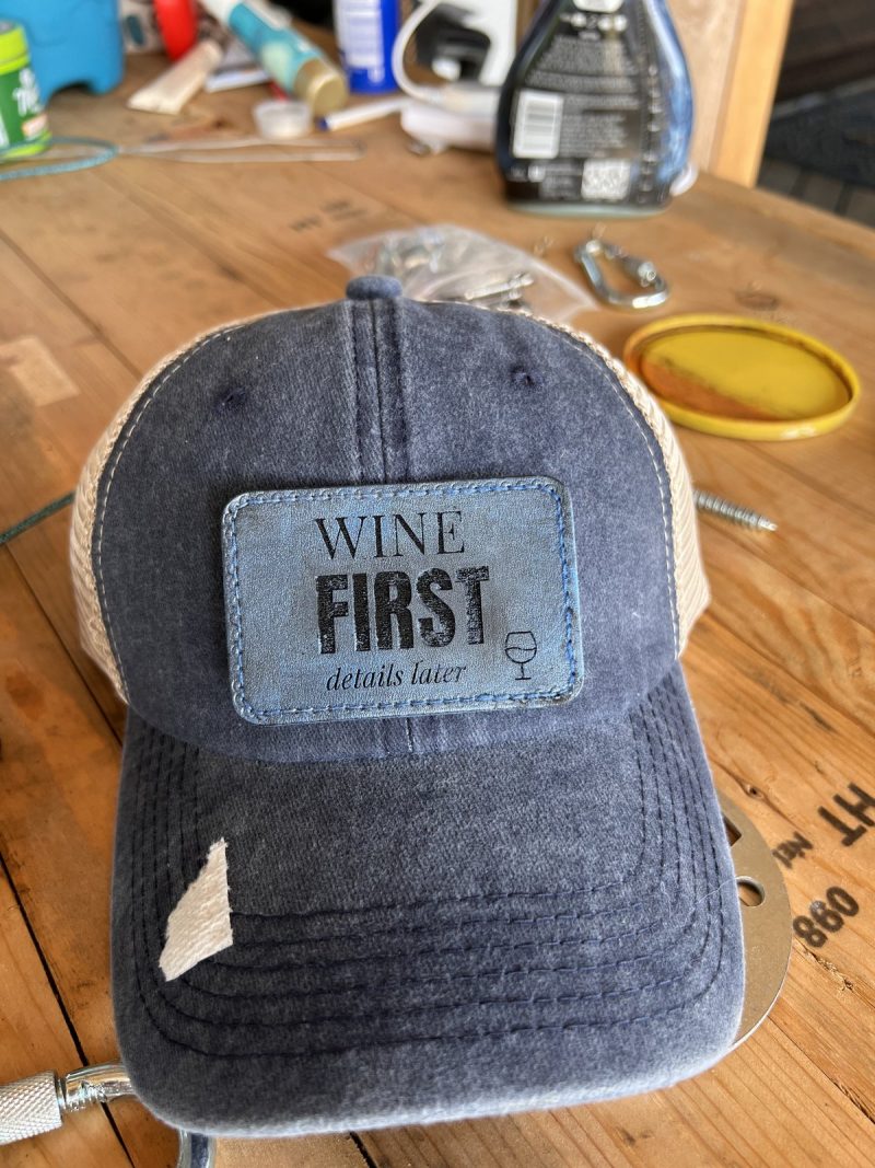Wine First details later faded hat